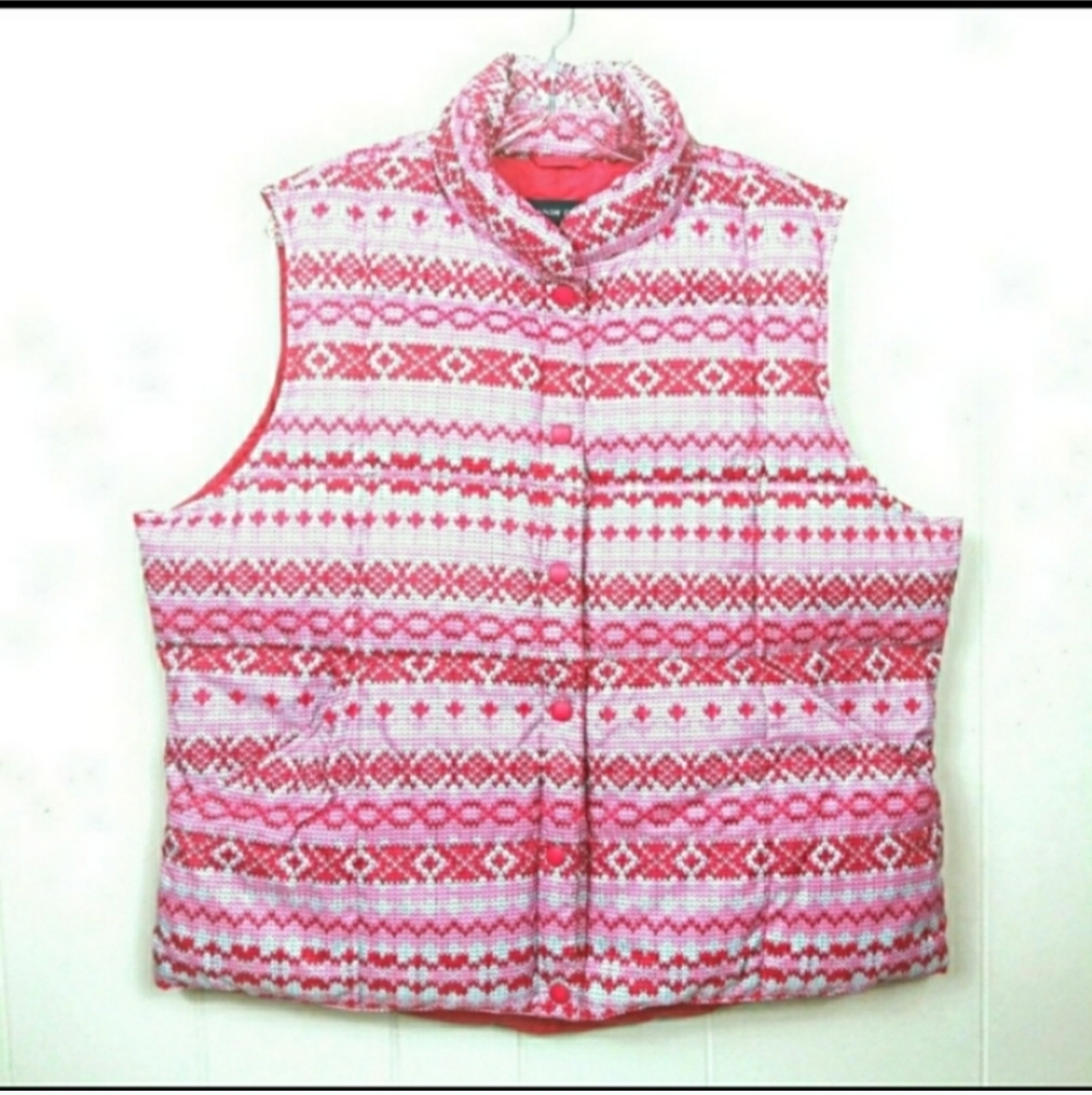 Lands End Goose Down puffer vest Pink XL 18-20